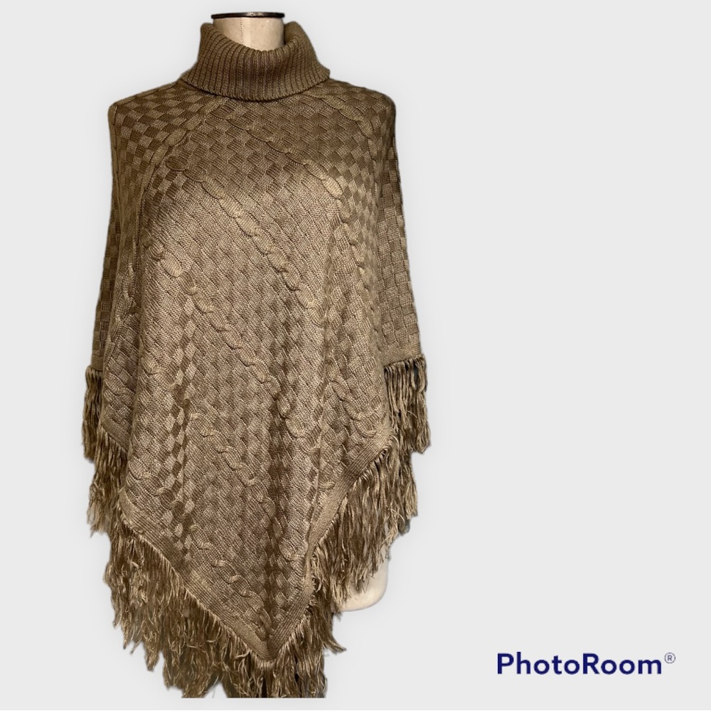 Cache womens brown poncho OS Vtg